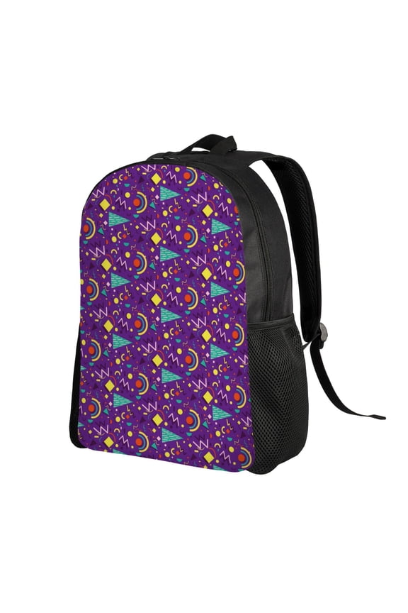 Retro 80s Style Print Backpack with Padded 15-inch Laptop Sleeve- Spacious and Durable Daypack for Work and Travel