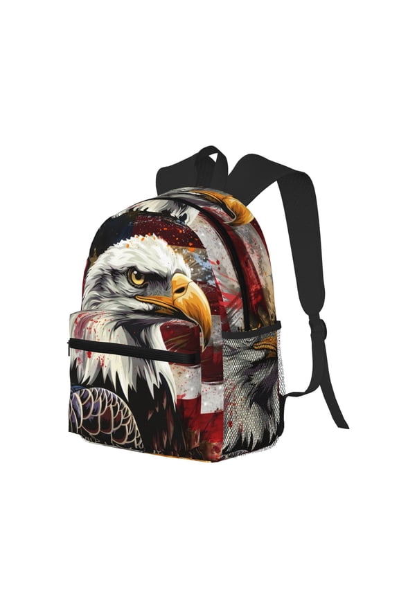 Retro American Eagle A Print Casual Backpack for Men and Women, Water Resistant Oxford Fabric School Bag Lightweight Travel Daypack