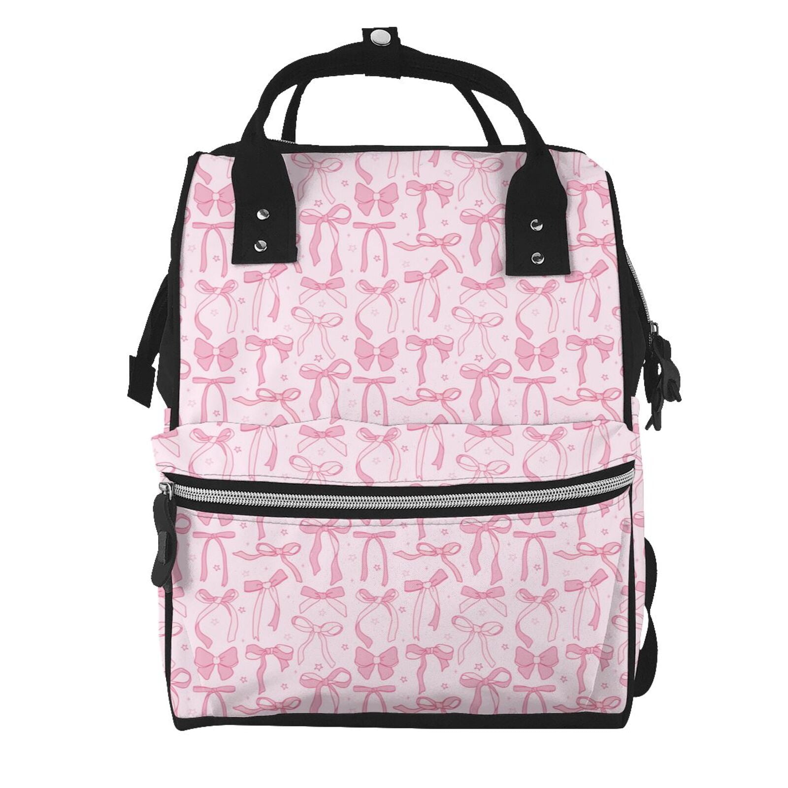 Ratiio Ribbon Bow Mummy Backpack - Waterproof Twill Canvas, Large Capacity Diaper Bag with Multiple Pockets and Adjustable Straps
