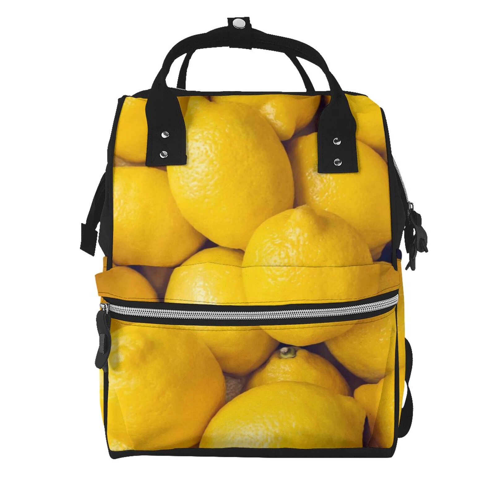Ratiio Ripe Yellow Lemon Mummy Backpack - Waterproof Twill Canvas, Large Capacity Diaper Bag with Multiple Pockets and Adjustable Straps