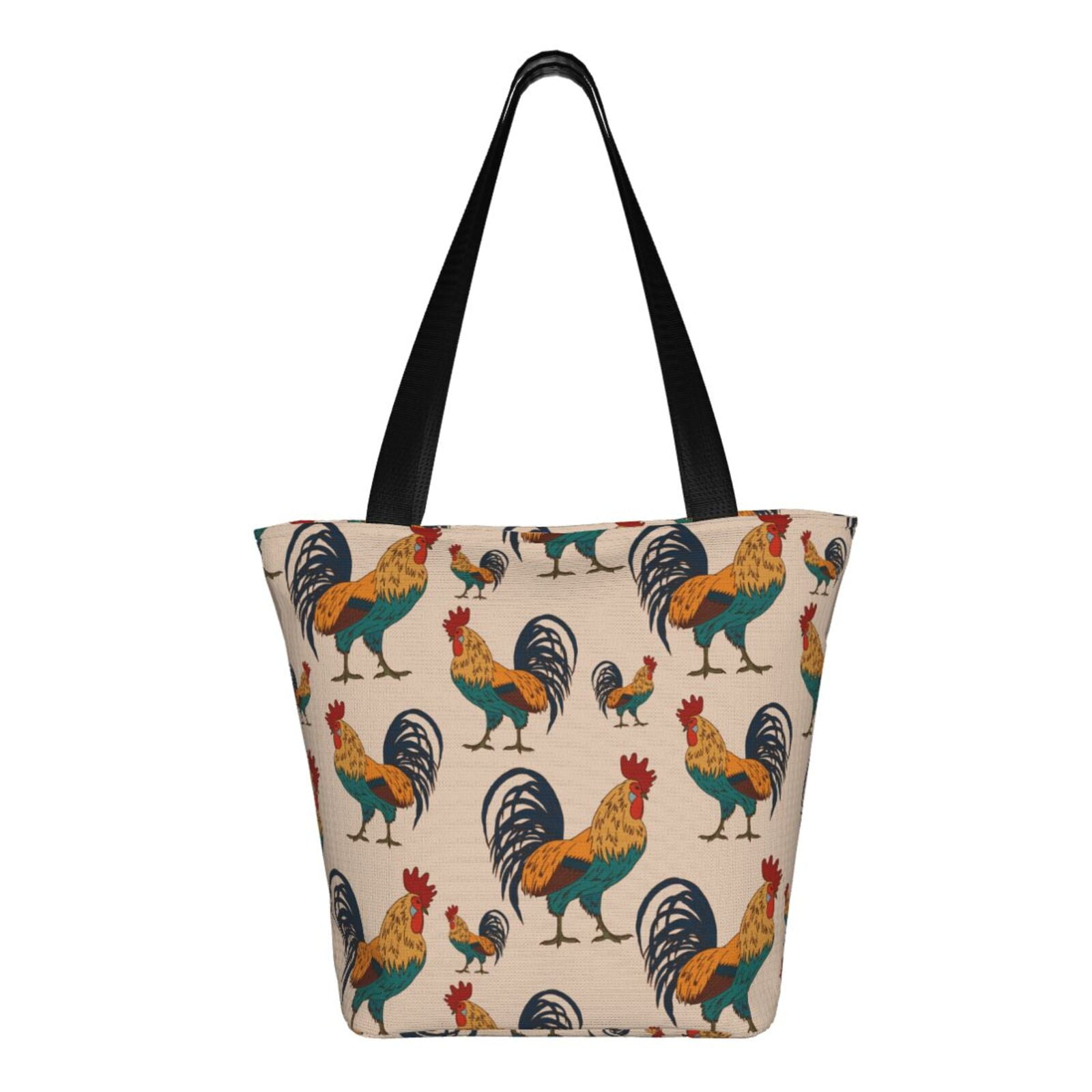 Ratiio Rooster Print Shoulder Bag for Women, Polyester Crossbody Purse Lightweight Handbag for Daily Travel and Casual Use