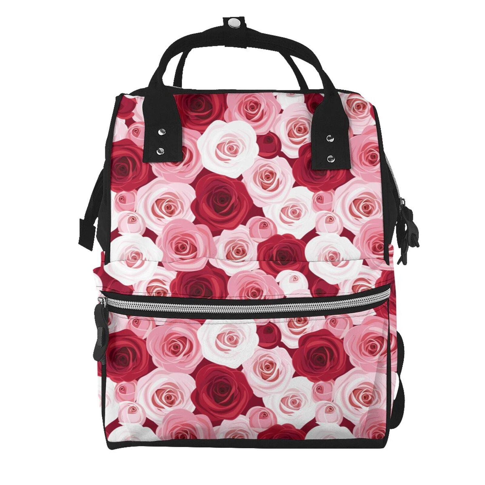 Ratiio Rose Mummy Backpack - Waterproof Twill Canvas, Large Capacity Diaper Bag with Multiple Pockets and Adjustable Straps