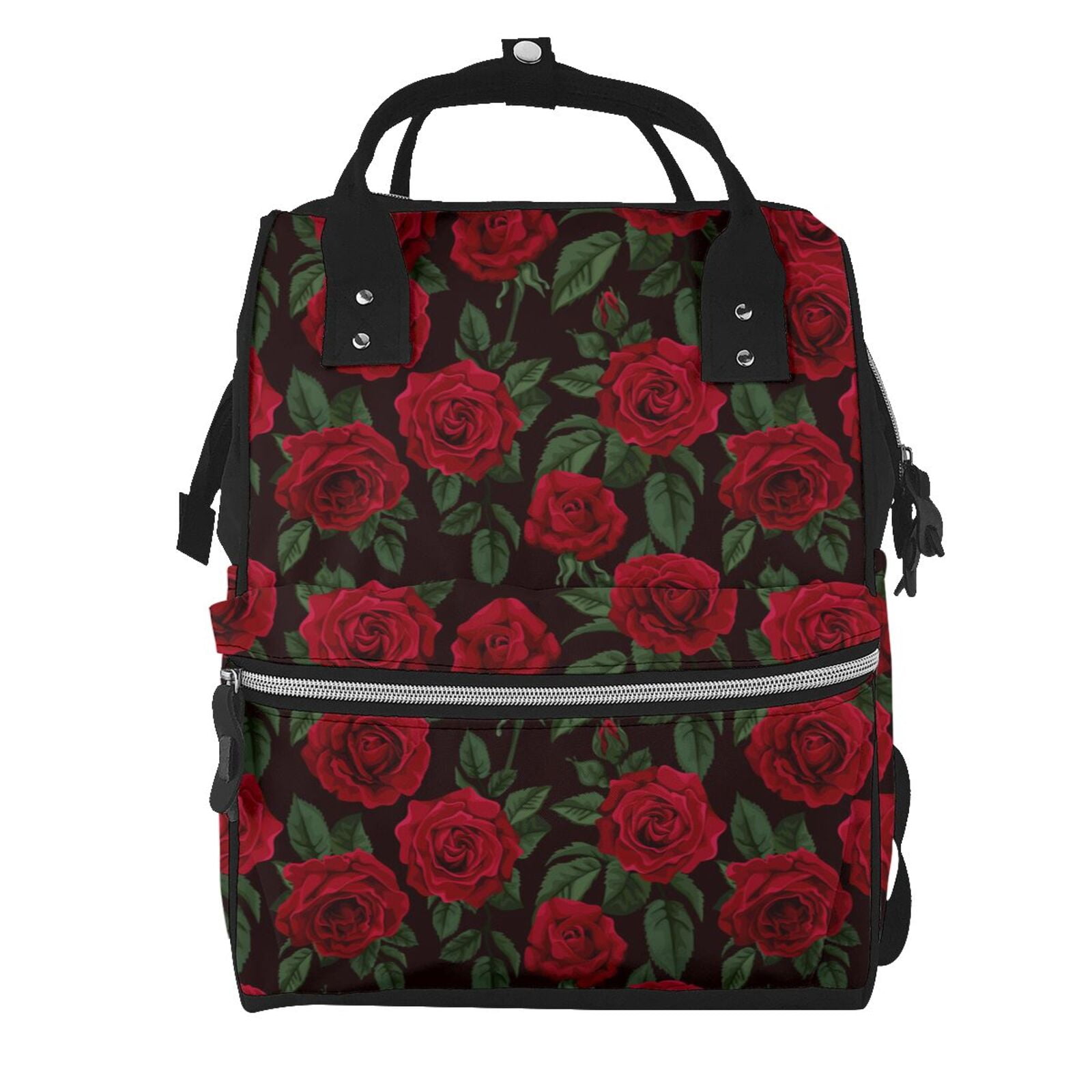 Ratiio Rose Mummy Backpack - Waterproof Twill Canvas, Large Capacity Diaper Bag with Multiple Pockets and Adjustable Straps