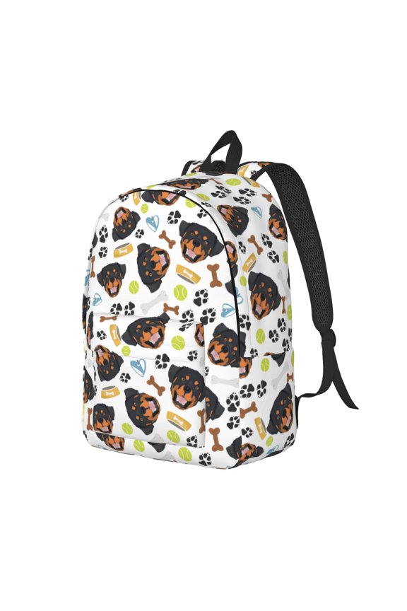 Rottweiler Print Canvas Backpack for Women & Men Retro Aesthetic Rucksack Basic Backpack for High School/College Students Travel Laptop Bag