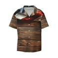 thumbnail image 1 of Ratiio Rustic American Flag Wood Print Mens Casual Short Sleeve Shirts Button Down Textured Shirts Summer Beach Shirt with Pocket Men's Casual Short-sleeved Shirt, 1 of 5