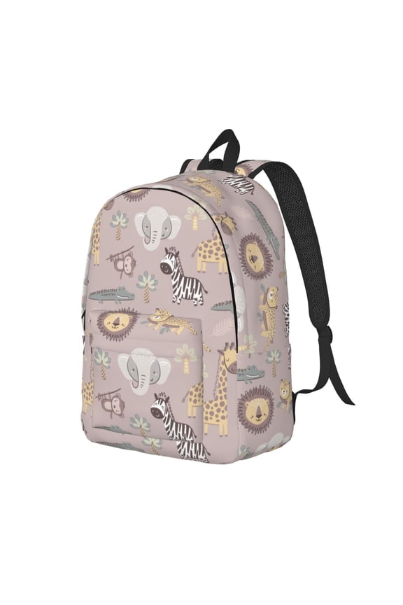 Safari Animals Print Canvas Backpack for Women & Men Retro Aesthetic Rucksack Basic Backpack for High School/College Students Travel Laptop Bag