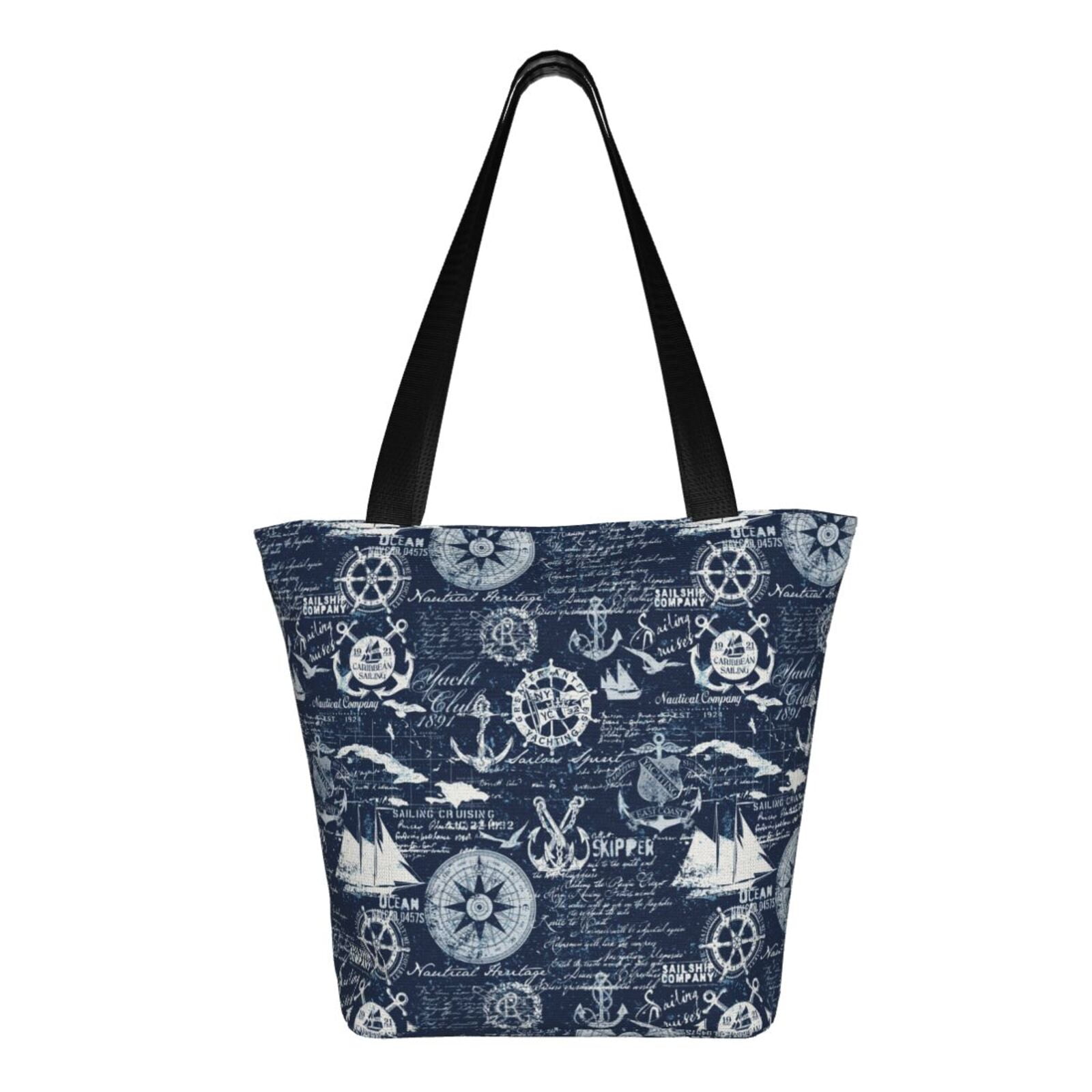 Ratiio Sailing Cruises Nautical Print Shoulder Bag for Women, Polyester Crossbody Purse Lightweight Handbag for Daily Travel and Casual Use