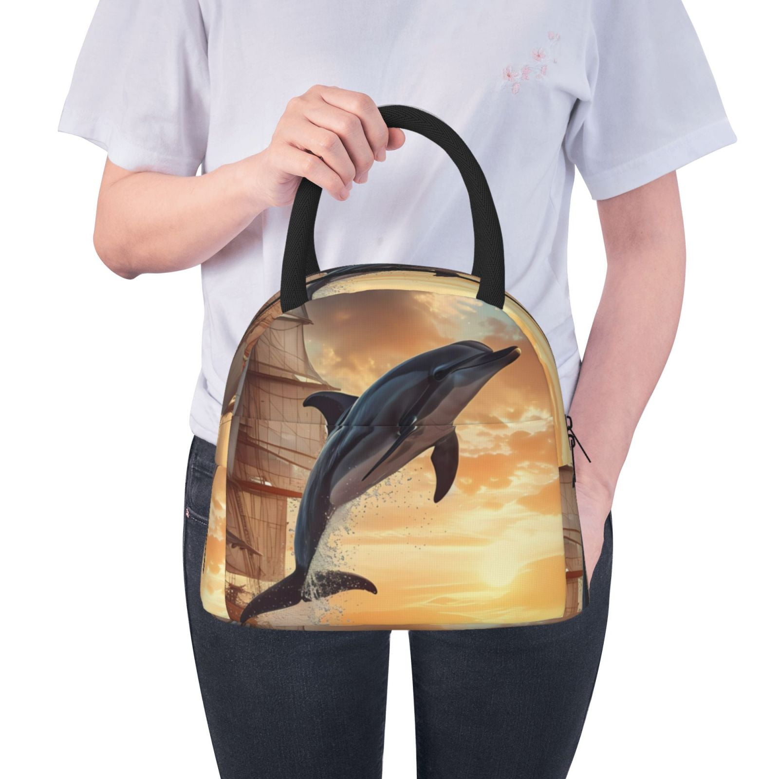 CARBEEN 3D Dolphin Insulated Lunch Bag - Cooler Bag With Adjustable Strap, For Kids & Adults