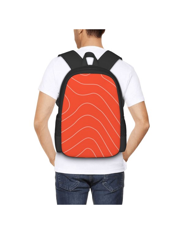 Salmon Fish Meat Backpack for Men and Women - Durable 600D Oxford Cloth -Large Capacity, Water-Resistant School, Travel, and Hiking Bag