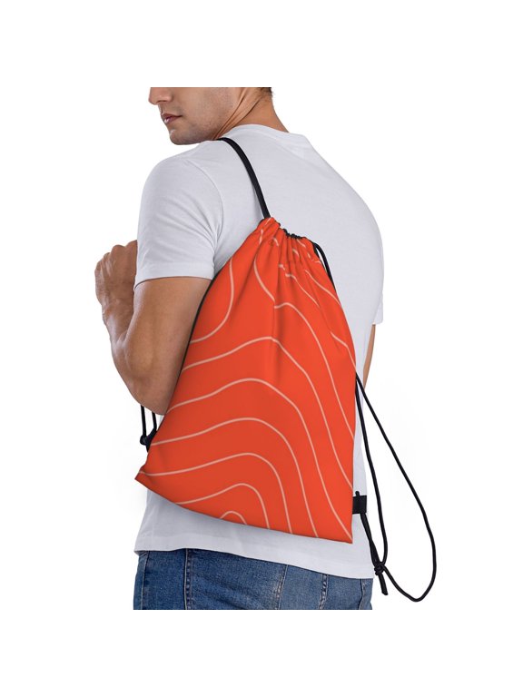 Salmon Fish Meat Print Drawstring Backpack Bag Sport Gym Sackpack Heavy Duty String Backpack for Men Women