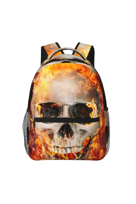 Satanic Skull Print Eco-Friendly Casual Backpack, Water-Resistant Polyester Canvas Daypack with Smooth Zippers, Comfortable & Durable Travel Bag with Laptop Compartment