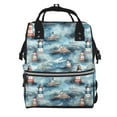 thumbnail image 1 of Ratiio Sea Marine And Lighthouse Mummy Backpack - Waterproof Twill Canvas, Large Capacity Diaper Bag with Multiple Pockets and Adjustable Straps, 1 of 5