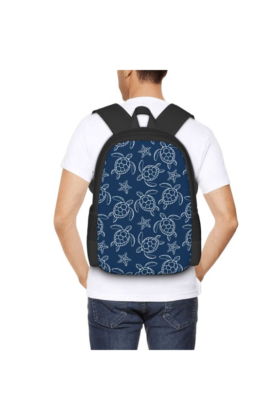 Sea Turtle Backpack for Men and Women - Durable 600D Oxford Cloth -Large Capacity, Water-Resistant School, Travel, and Hiking Bag