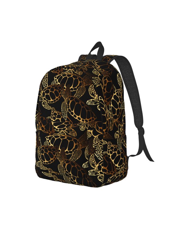 Sea Turtle With Ocean Print Canvas Backpack for Women & Men Retro Aesthetic Rucksack Basic Backpack for High School/College Students Travel Laptop Bag