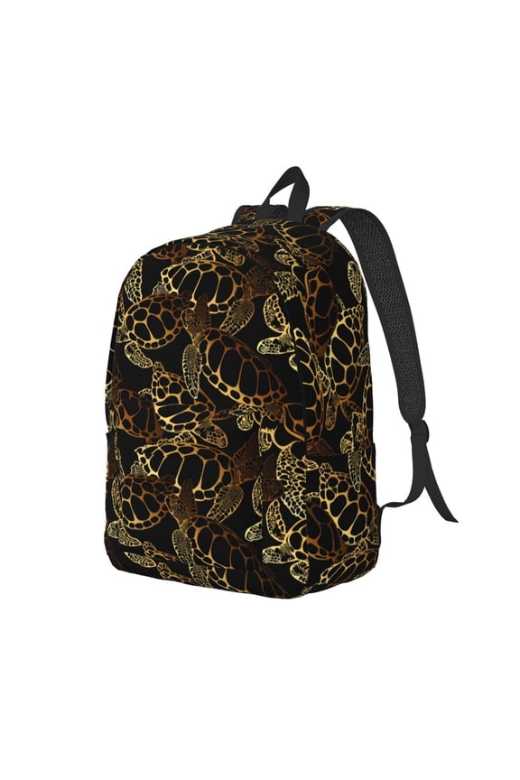 Sea Turtle With Ocean Print Canvas Backpack for Women & Men Retro Aesthetic Rucksack Basic Backpack for High School/College Students Travel Laptop Bag