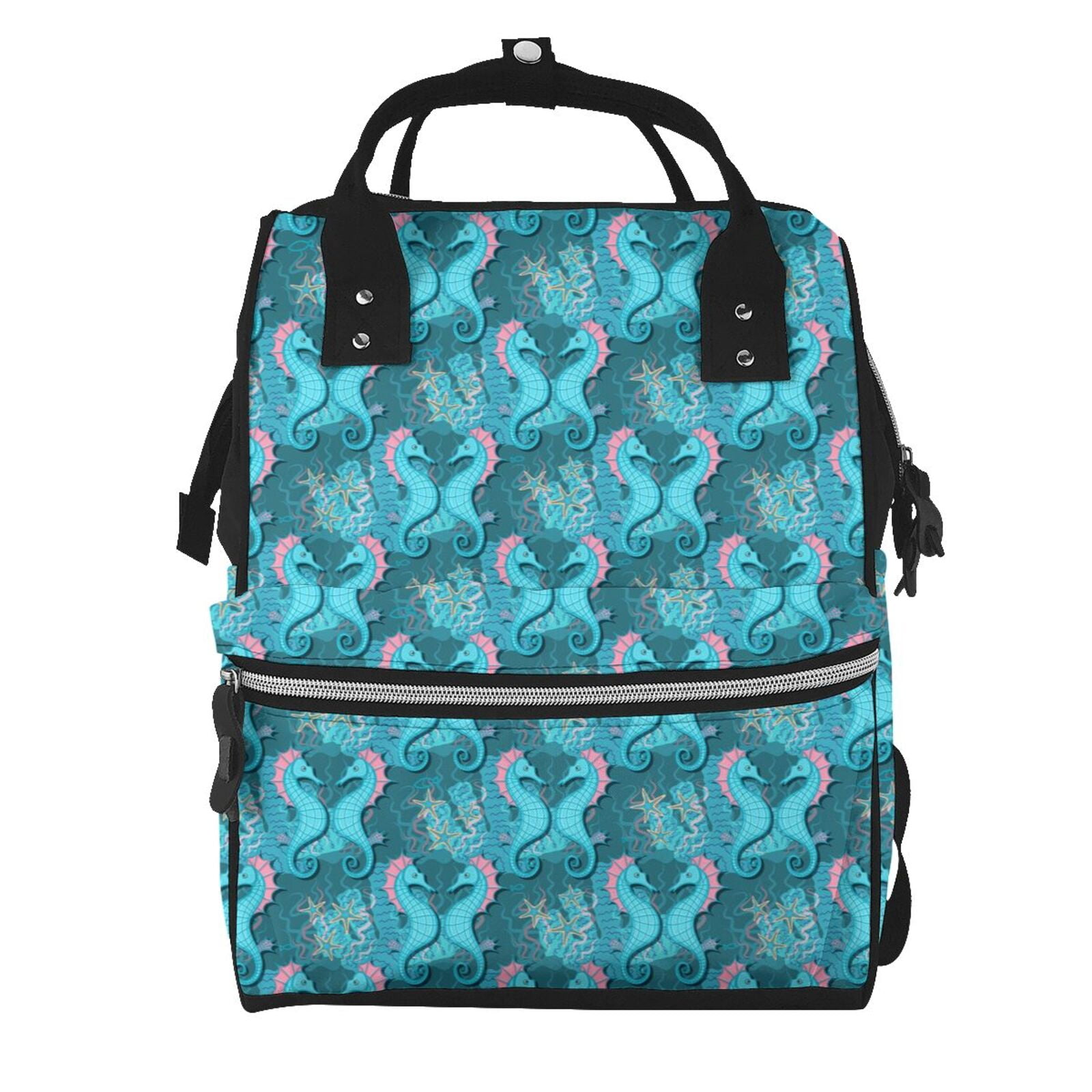 Ratiio Seahorse Mummy Backpack - Waterproof Twill Canvas, Large Capacity Diaper Bag with Multiple Pockets and Adjustable Straps