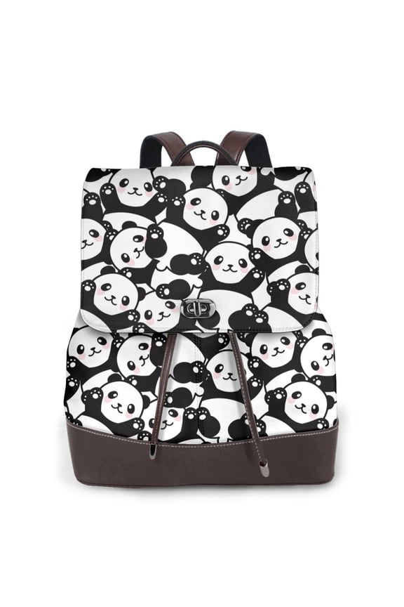 Seamless Pattern Cute Panda Pattern Womens Backpack Purse Leather Backpack Purse for Women Travel Fashion Backpack Designer Ladies Shoulder Bags