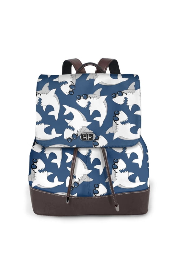 Shark Pattern Womens Backpack Purse Leather Backpack Purse for Women Travel Fashion Backpack Designer Ladies Shoulder Bags
