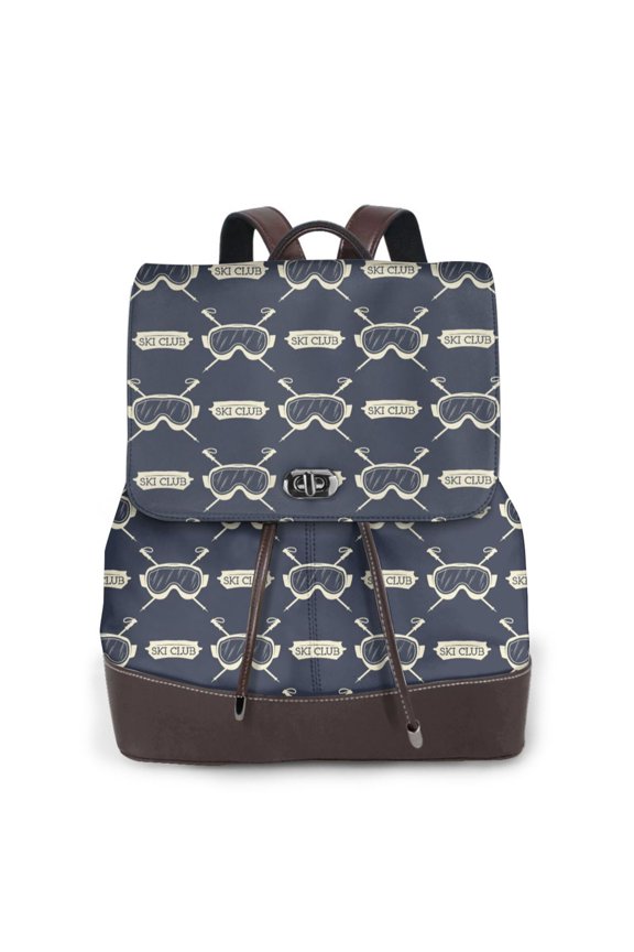 Ski Goggles Vintage Print Pattern Womens Backpack Purse Leather Backpack Purse for Women Travel Fashion Backpack Designer Ladies Shoulder Bags
