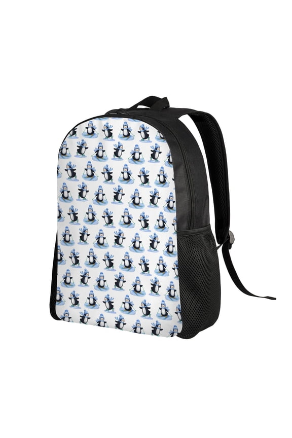 Skiing Penguin Funny Print Backpack with Padded 15-inch Laptop Sleeve- Spacious and Durable Daypack for Work and Travel