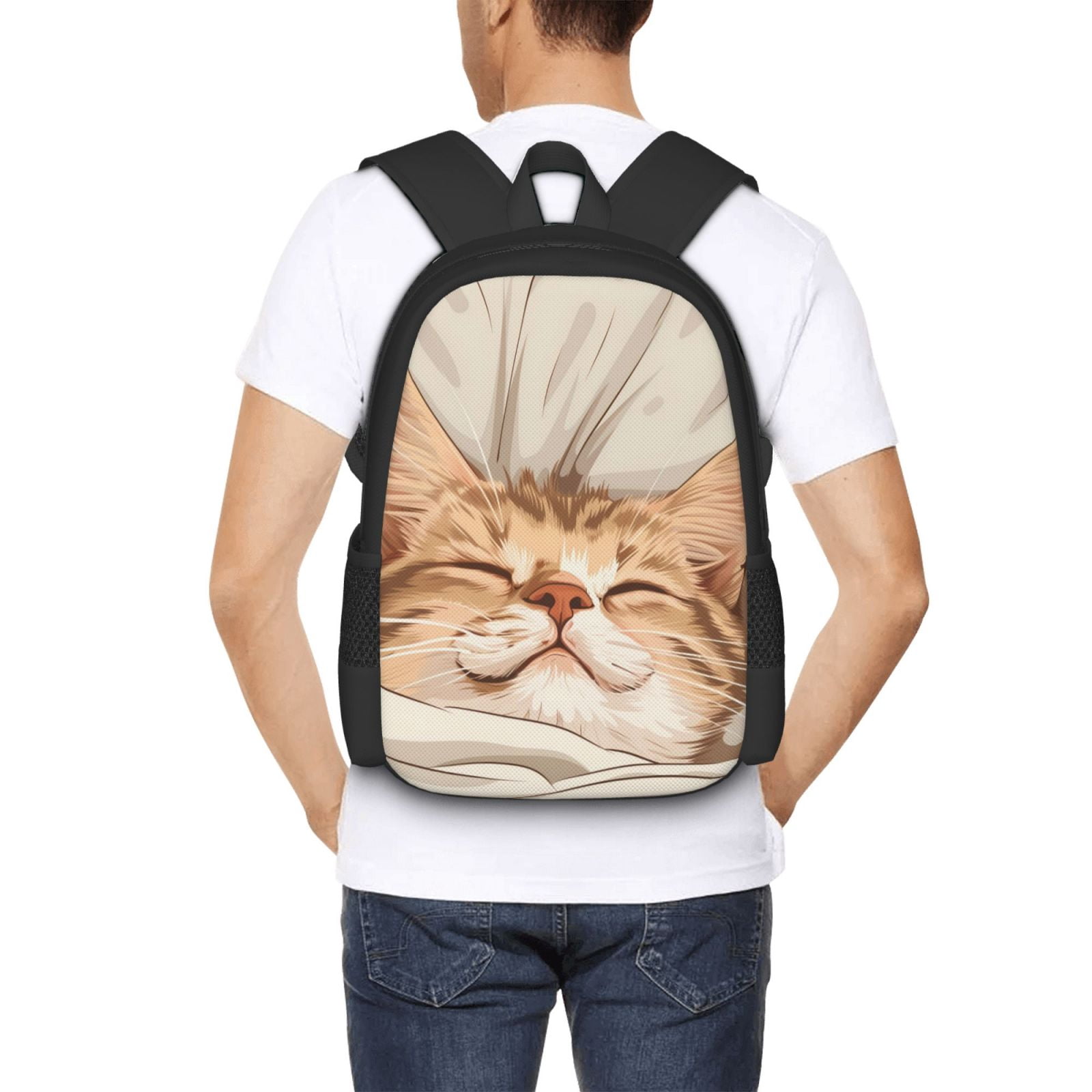 Ratiio Sleeping Cat In Blanket Backpack for Men and Women - Durable 600D Oxford Cloth -Large Capacity, Water-Resistant School, Travel, and Hiking Bag