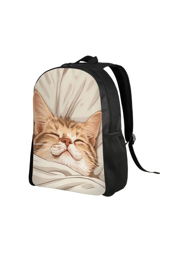 Sleeping Cat In Blanket Print Backpack with Padded 15-inch Laptop Sleeve- Spacious and Durable Daypack for Work and Travel
