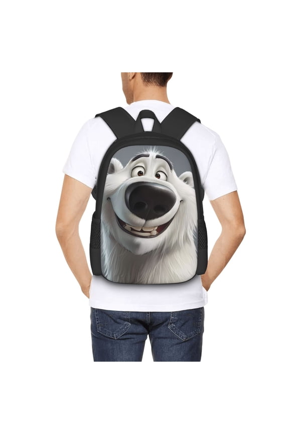 Smiling Polar Bear Backpack for Men and Women - Durable 600D Oxford Cloth -Large Capacity, Water-Resistant School, Travel, and Hiking Bag