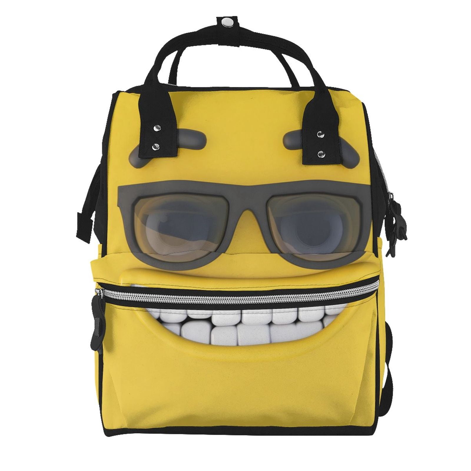 Ratiio Smiling With Sunglasses Mummy Backpack - Waterproof Twill Canvas, Large Capacity Diaper Bag with Multiple Pockets and Adjustable Straps