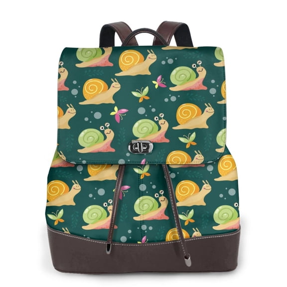 Ratiio Snails And Butterfies Pattern Womens Backpack Purse Leather Backpack Purse for Women Travel Fashion Backpack Designer Ladies Shoulder Bags