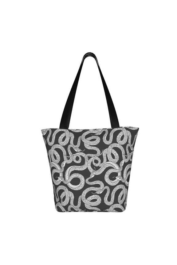 Snake Print Shoulder Bag for Women, Polyester Crossbody Purse Lightweight Handbag for Daily Travel and Casual Use