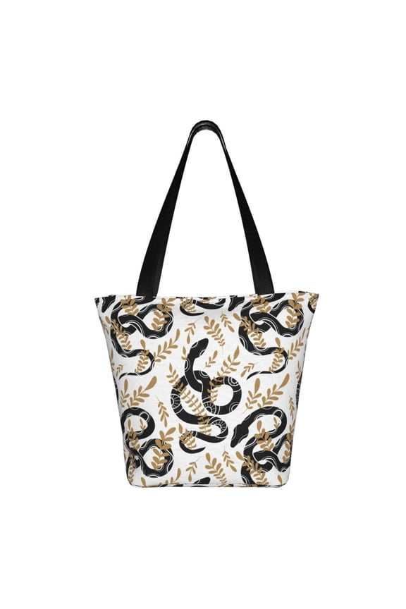Snake Print Shoulder Bag for Women, Polyester Crossbody Purse Lightweight Handbag for Daily Travel and Casual Use