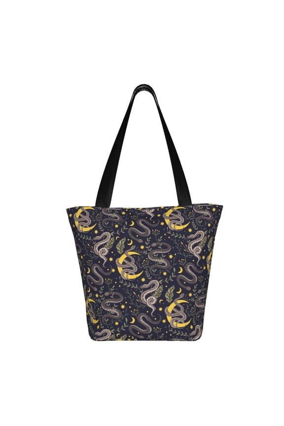 Snake Sleep Print Shoulder Bag for Women, Polyester Crossbody Purse Lightweight Handbag for Daily Travel and Casual Use