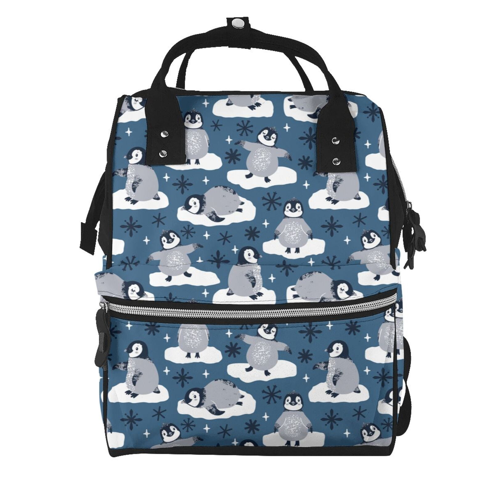 Ratiio Snow Penguin Mummy Backpack - Waterproof Twill Canvas, Large Capacity Diaper Bag with Multiple Pockets and Adjustable Straps