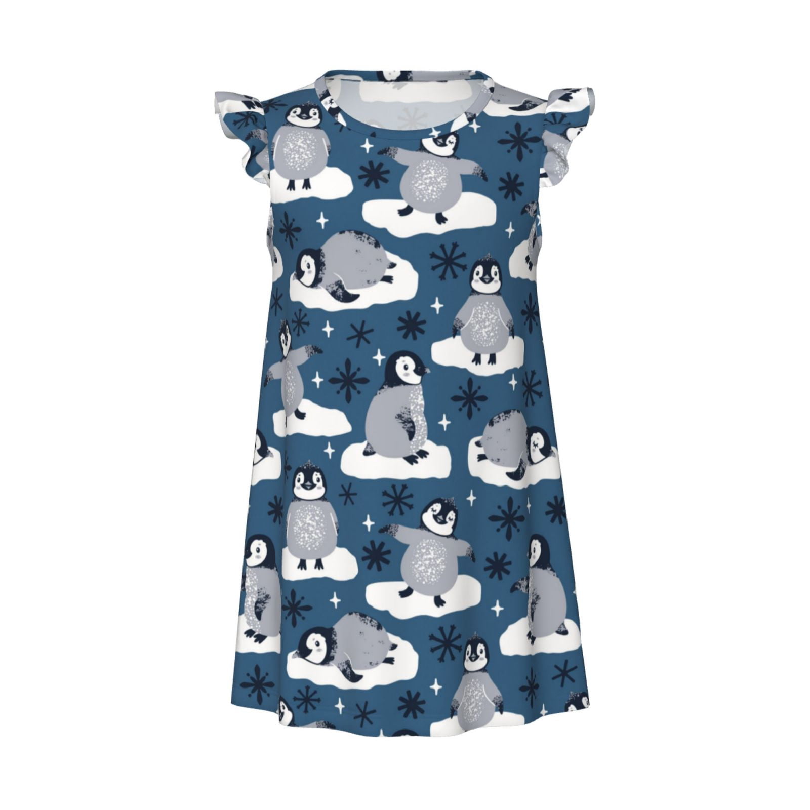 Ratiio Snow Penguin Print Girls Nightgowns, Princess Pajama Dresses for ...