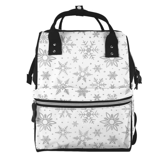 Ratiio Snowflake Minimalist Mummy Backpack - Waterproof Twill Canvas, Large Capacity Diaper Bag with Multiple Pockets and Adjustable Straps