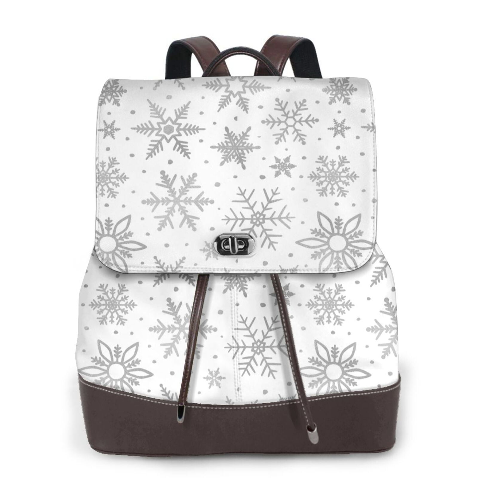 Ratiio Snowflake Minimalist Pattern Womens Backpack Purse Leather ...
