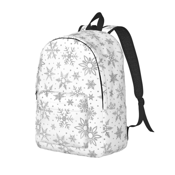 Ratiio Snowflake Minimalist Print Canvas Backpack for Women & Men Retro Aesthetic Rucksack Basic Backpack for High School/College Students Travel Laptop Bag