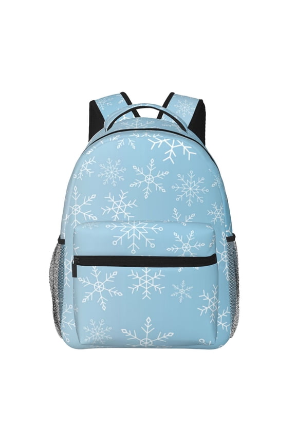 Snowflake Snowing Print Eco-Friendly Casual Backpack, Water-Resistant Polyester Canvas Daypack with Smooth Zippers, Comfortable & Durable Travel Bag with Laptop Compartment