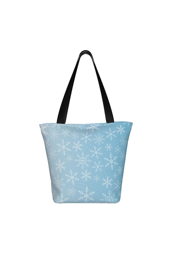 Snowflake Snowing Print Shoulder Bag for Women, Polyester Crossbody Purse Lightweight Handbag for Daily Travel and Casual Use