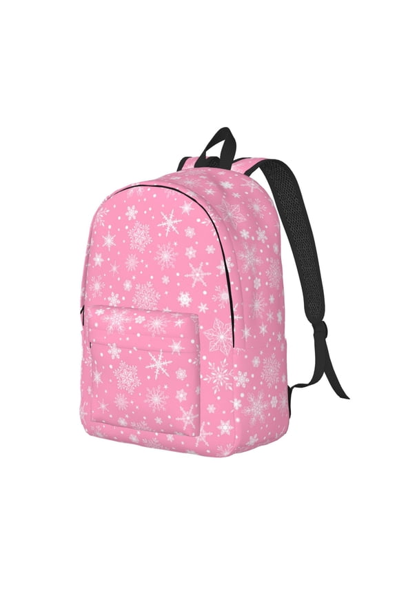 Snowflake pink backgrounds Print Canvas Backpack for Women & Men Retro Aesthetic Rucksack Basic Backpack for High School/College Students Travel Laptop Bag