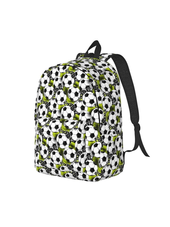 Soccer and Football Print Canvas Backpack for Women & Men Retro Aesthetic Rucksack Basic Backpack for High School/College Students Travel Laptop Bag