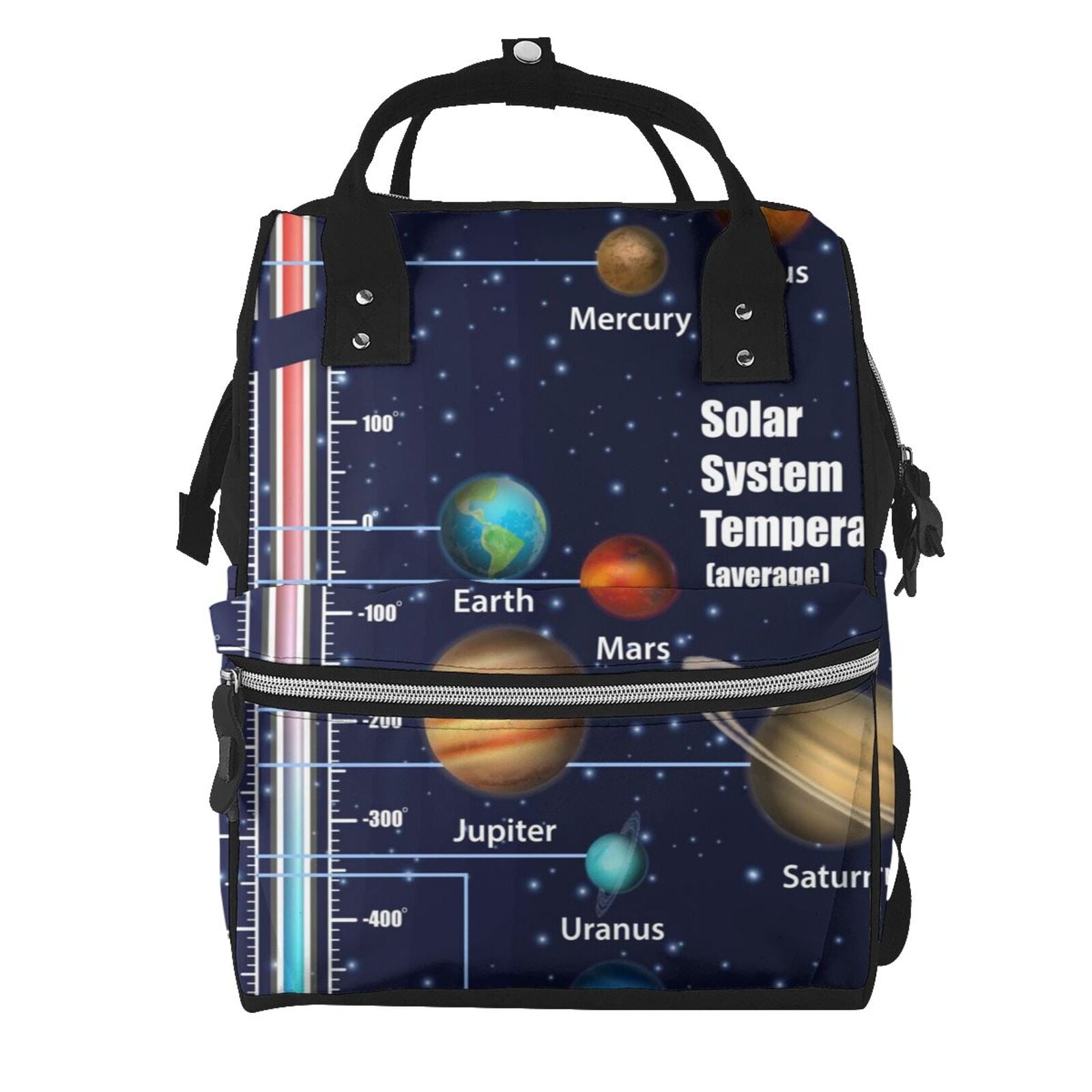 Ratiio Solar System Mummy Backpack - Waterproof Twill Canvas, Large Capacity Diaper Bag with Multiple Pockets and Adjustable Straps