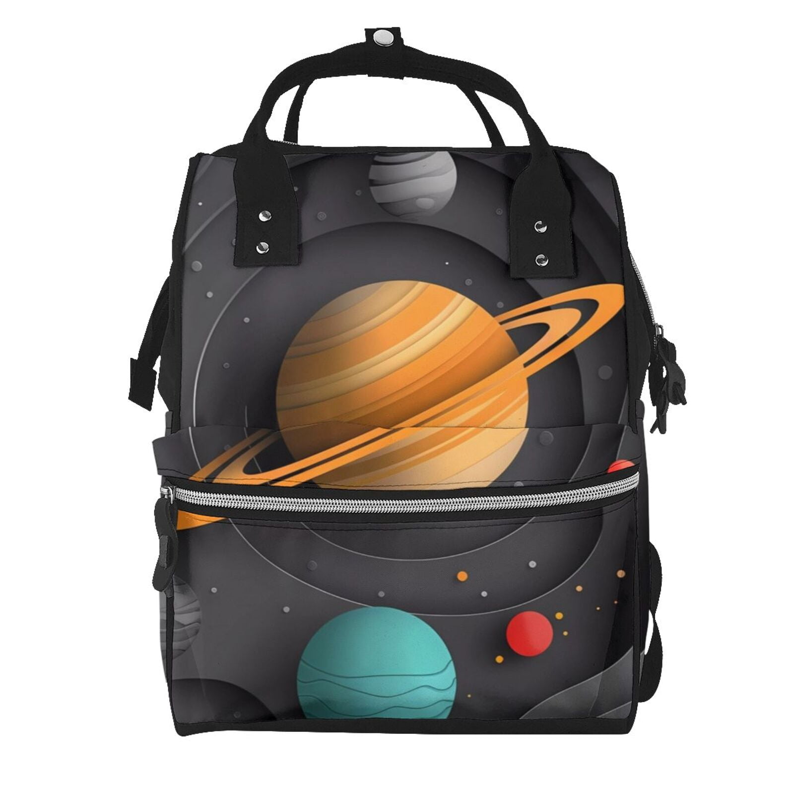 Ratiio Solar System Paper Art Mummy Backpack - Waterproof Twill Canvas, Large Capacity Diaper Bag with Multiple Pockets and Adjustable Straps
