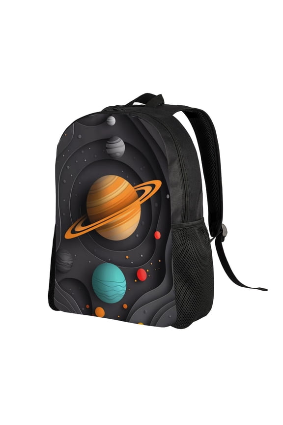 Solar System Paper Art Print Backpack with Padded 15-inch Laptop Sleeve- Spacious and Durable Daypack for Work and Travel