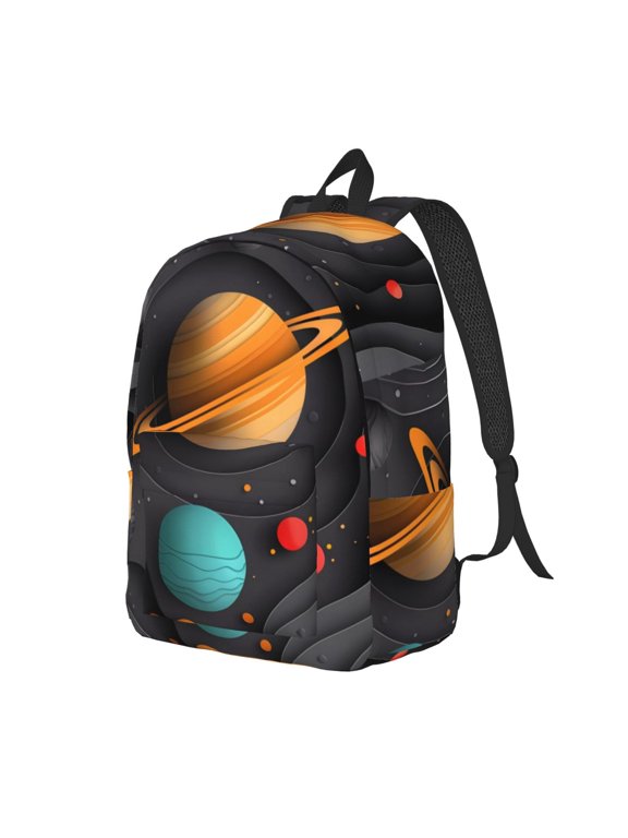 Solar System Paper Art Print Canvas Backpack for Women & Men Retro Aesthetic Rucksack Basic Backpack for High School/College Students Travel Laptop Bag