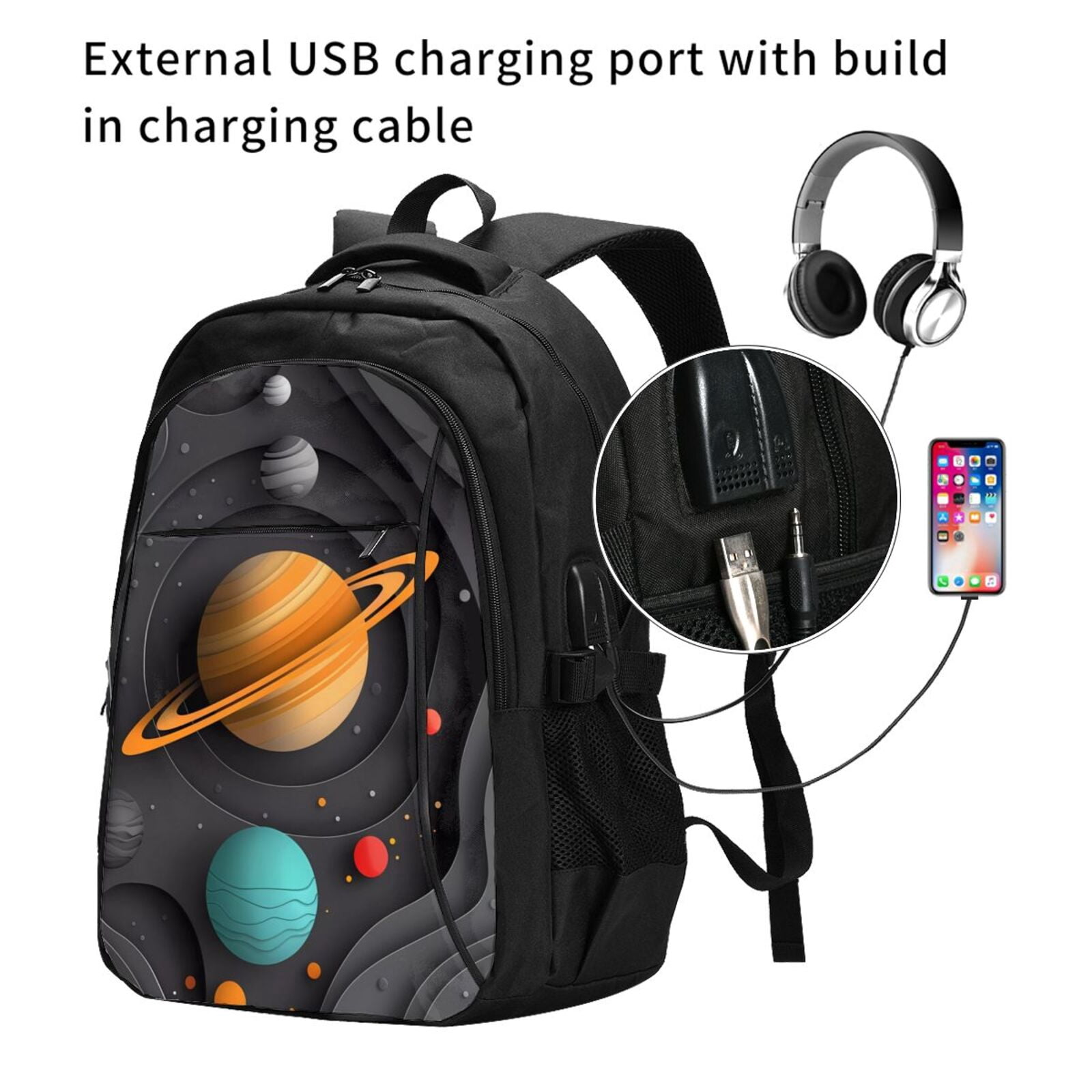 Ratiio Solar System Paper Art Print Travel Laptop Backpack,Slim Sturdy ...