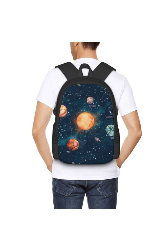 Solar System And Planets Backpack for Men and Women - Durable 600D Oxford Cloth -Large Capacity, Water-Resistant School, Travel, and Hiking Bag