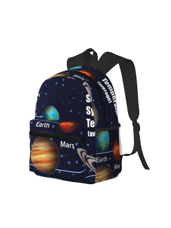 Solar System Print Casual Backpack for Men and Women, Water Resistant Oxford Fabric School Bag Lightweight Travel Daypack
