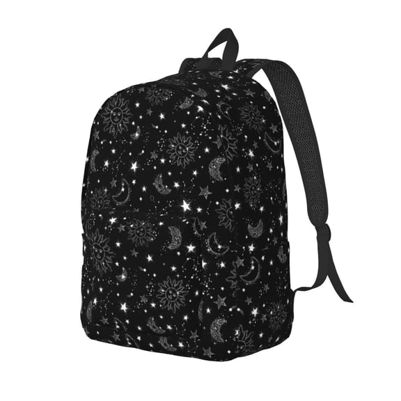 Ratiio Space Galaxy Print Canvas Backpack for Women & Men Retro Aesthetic Rucksack Basic Backpack for High School/College Students Travel Laptop Bag
