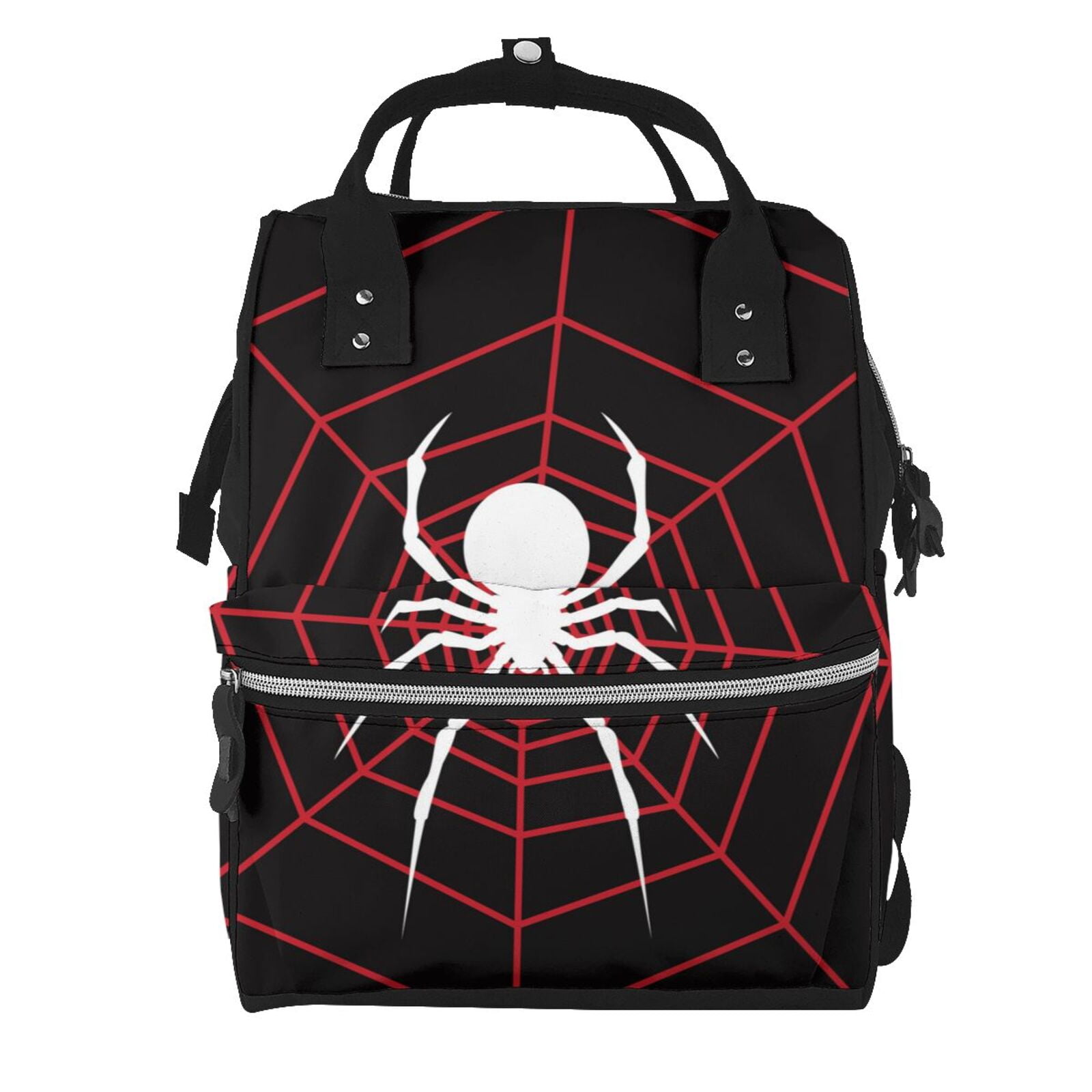 Ratiio Spider On The Web Mummy Backpack - Waterproof Twill Canvas, Large Capacity Diaper Bag with Multiple Pockets and Adjustable Straps